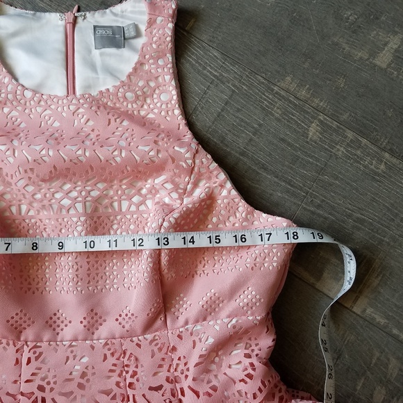 ASOS Pink Laser Cut Fit ‘N Flair Dress - Picture 6 of 8